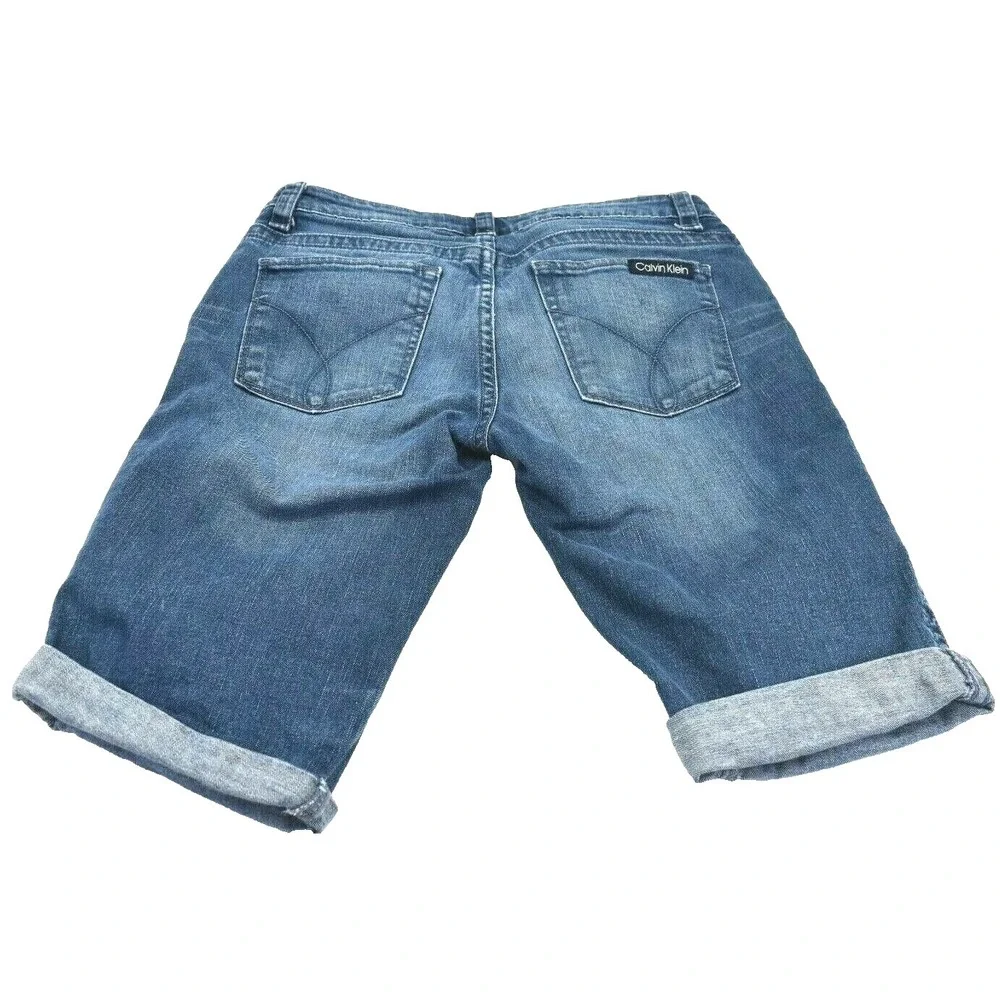 CALVIN KLEIN Women's Bermuda Blue Jean Shorts Denim Size 27/4 Small‎ Stretch